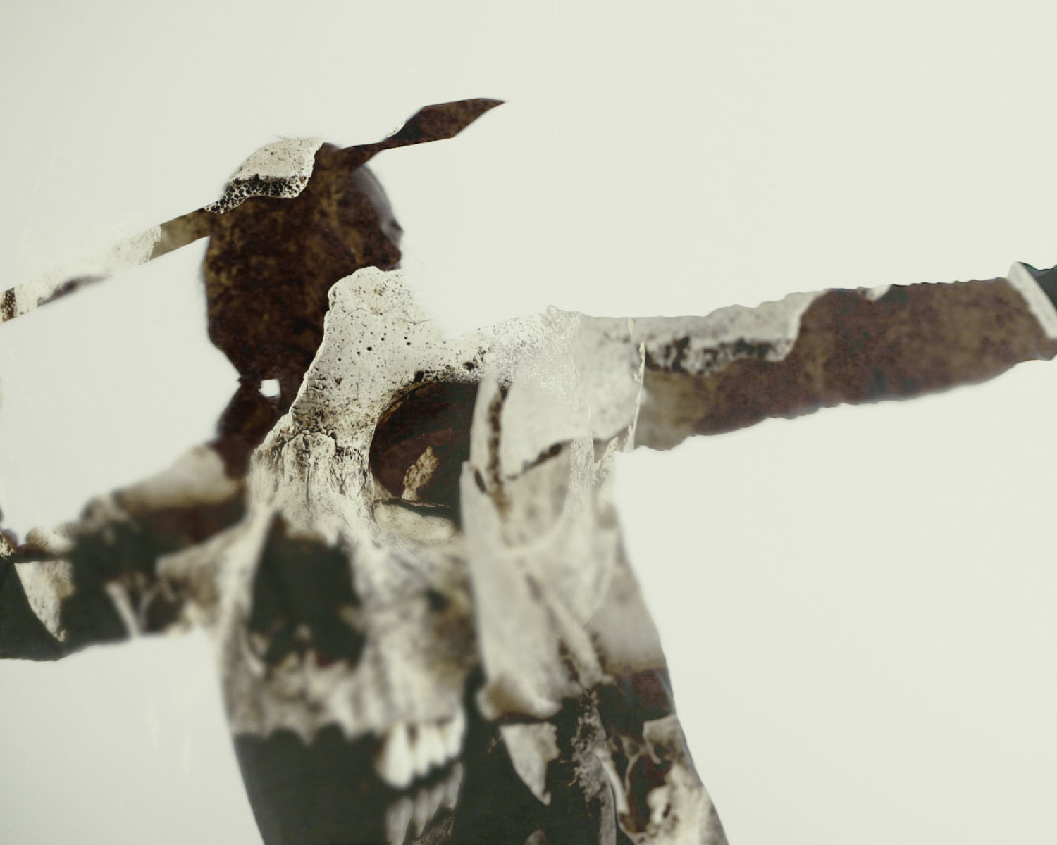 Neolithischer Mann mit Speer in Angriffsstellung